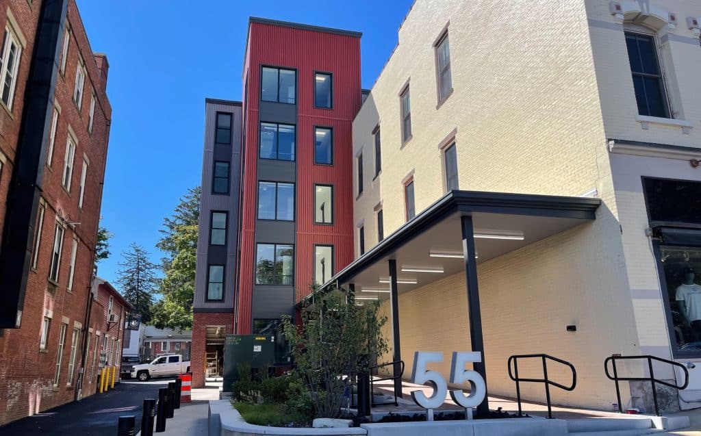 The completed exterior of 55 South Pleasant Street, Amherst. September 8, 2025. FungaiFoto.