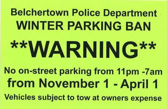 winter parking ban in Belchertown