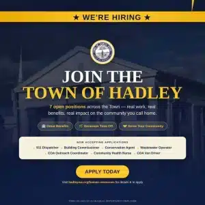 Town of Hadley MA Hiring for 7 Open Positions