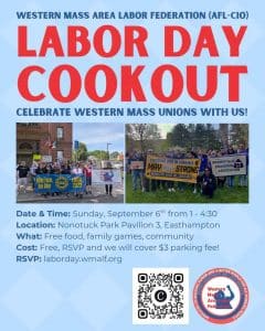 Labor Day Cookout – Sept 6, 1-4:30 PM, Easthampton