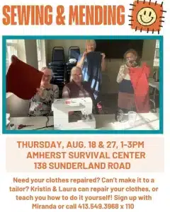 Sewing & Mending – Aug 13 & 27, 1-3 PM, ASC